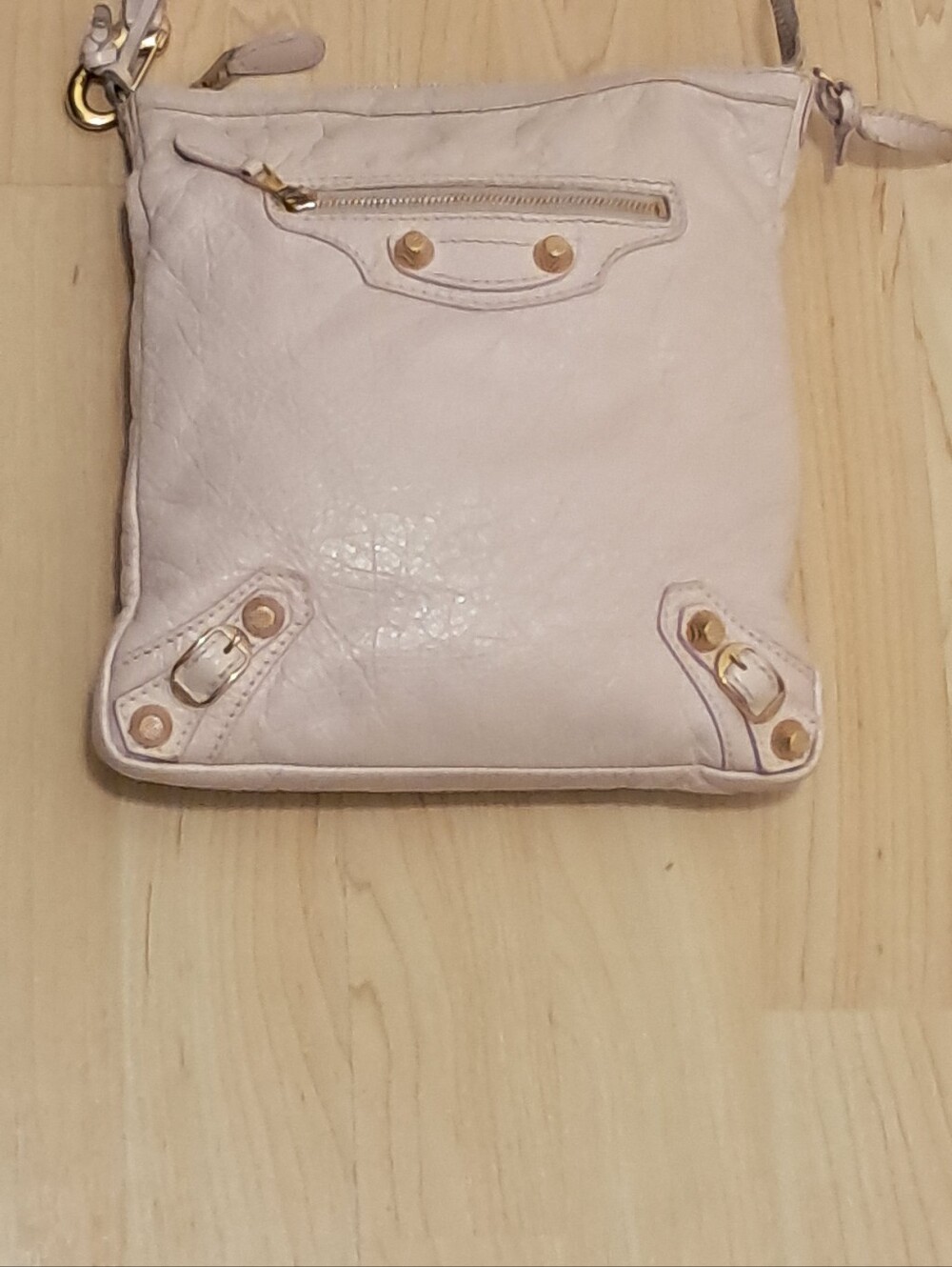 Balenciaga Women's Purse Pink Leather Motocross Crossbody Bag Designer Luxury - Picture 2 of 16